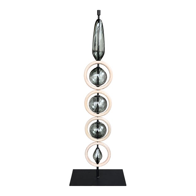 Koncept Sculpture 46 | Blown Glass, Steam Bent Wood, Powder Coated Steel For Sale