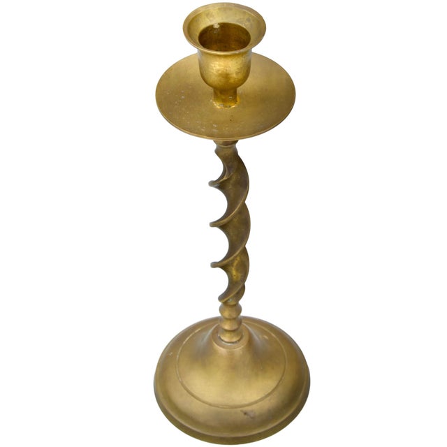 American Mid 20th Century Handmade Americana Brass-Art Candleholder For Sale - Image 3 of 6