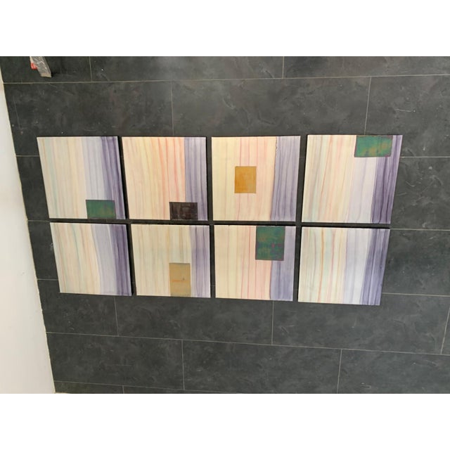 Iridescent Polychrome Abstract Panels in Metal, 1980s, Set of 8 For Sale - Image 9 of 17