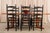 Set of 6 Antique Shaker Ladder Back Dining Chairs | Ebonized Wood, Hand-Woven Rush Seats For Sale In Chicago - Image 6 of 14