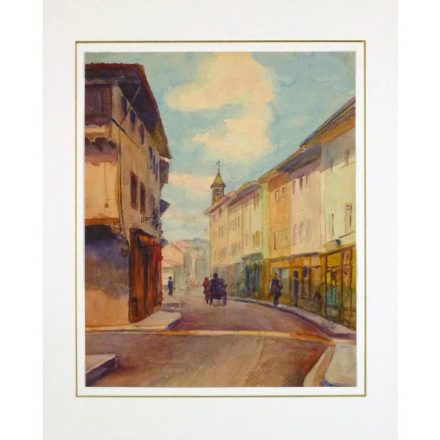 Alphonse Soumers, Antique French Town Watercolor Painting For Sale - Image 4 of 5