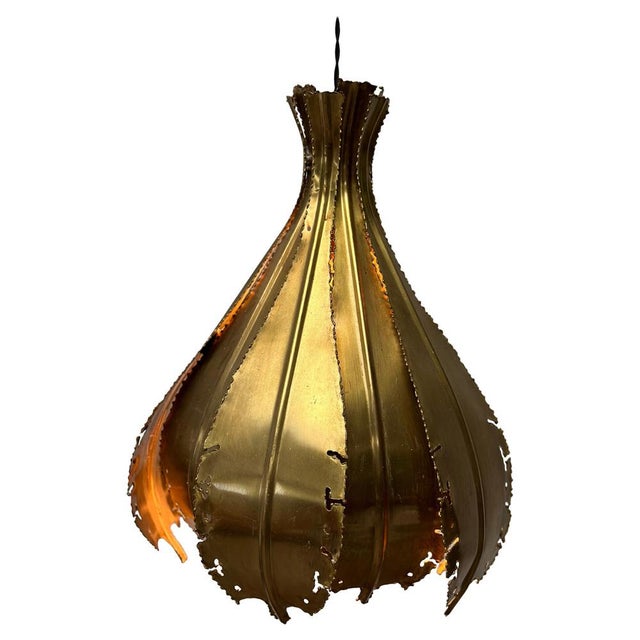 Brutalist Brass Pendant Lamp attributed to Sven Aage Jensen for Holm Sørensen, 1960s For Sale - Image 11 of 11
