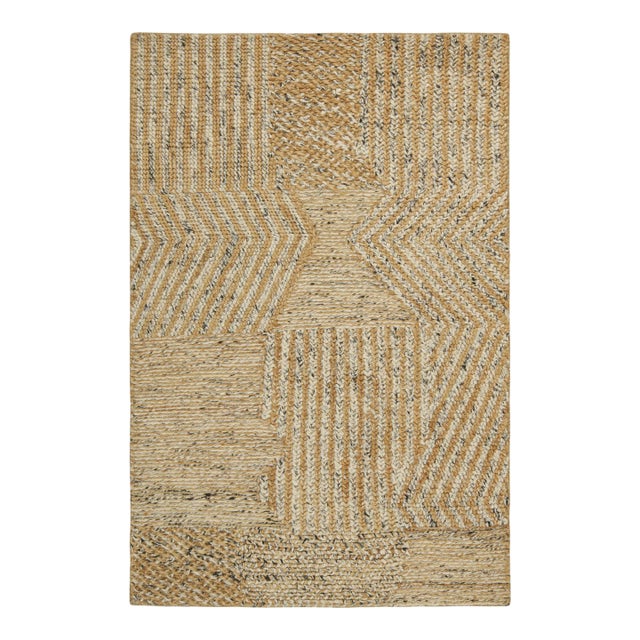 Rug & Kilim’s Abstract Flatweave in Beige-Brown and White Geometric Patterns For Sale