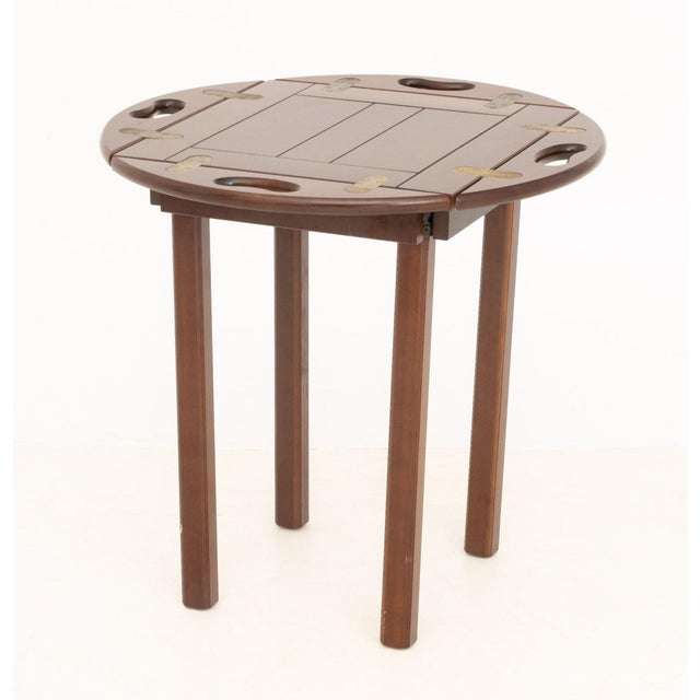 Bombay Company Mahogany Circular Tray Table For Sale - Image 4 of 8