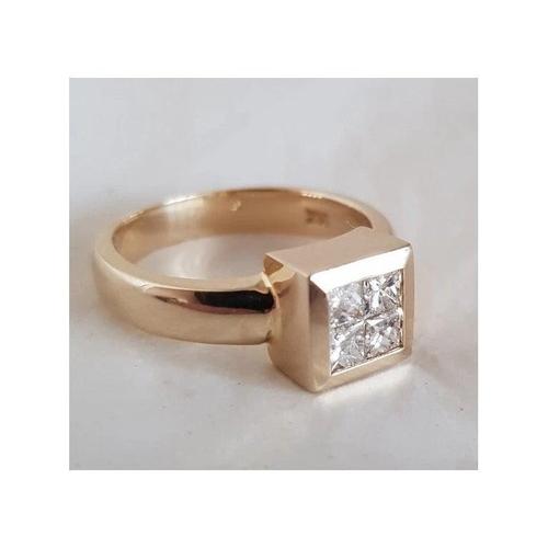 Vintage 14ct Yellow Gold Princess-Cut Diamond Four-Stone Ring, 1960s For Sale - Image 4 of 18