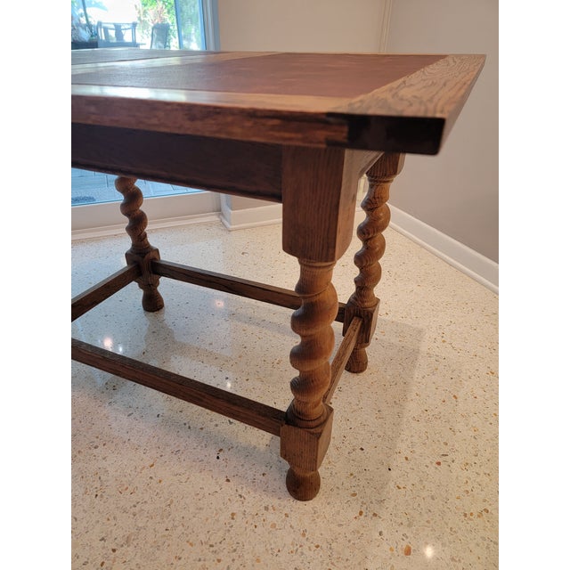 1940s Oak Fold Top Barley Twist Card Table For Sale - Image 11 of 12