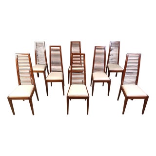 Italian High Back Dining Chairs, 1980s, Set of 8 For Sale