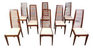 Italian High Back Dining Chairs, 1980s, Set of 8