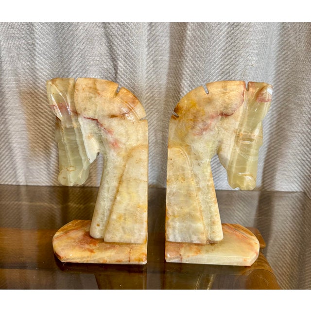 Horse Head Alabaster Bookends For Sale - Image 4 of 5