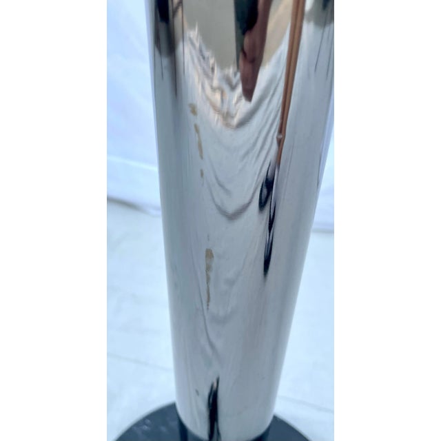 Mid 19th Century Postmodern Torchiere Chrome, Lucite and Marble Floor Lamp For Sale - Image 9 of 13