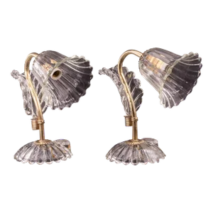 Set of 2 Art Decò Murano Glass Barovier E Toso Table Lamp, 1940