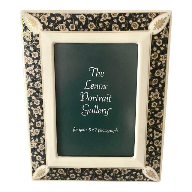 Vintage Lenox “Dynasty” 5 X 7 Portrait Gallery Fine Porcelain Picture Frame Traditional Floral & Gold Leaf Design. For Sale