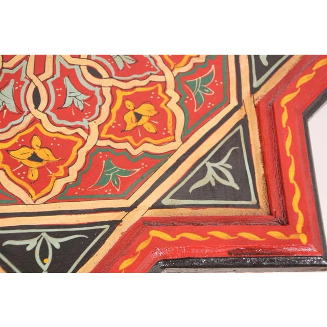 Moroccan Moroccan Moorish Hand-Painted Polychrome Star Side Table, Circa 1950 For Sale - Image 3 of 13