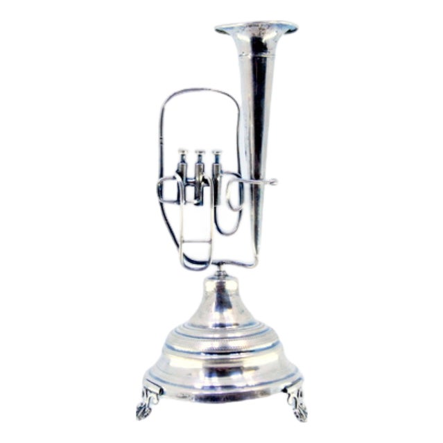 Silver Toothpick Holder with Tuba For Sale
