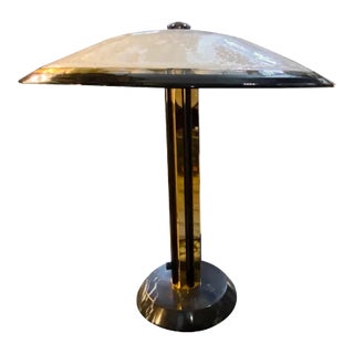 1970s Hollywood Regency High Quality Marble, Brass and Glass Italian Table Lamp For Sale