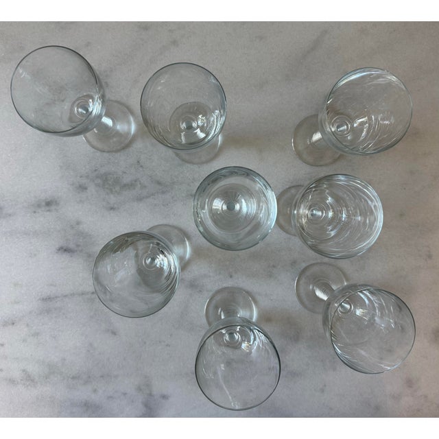 Set of 8 Vintage Ribbed Stem Wine Glasses For Sale - Image 9 of 9
