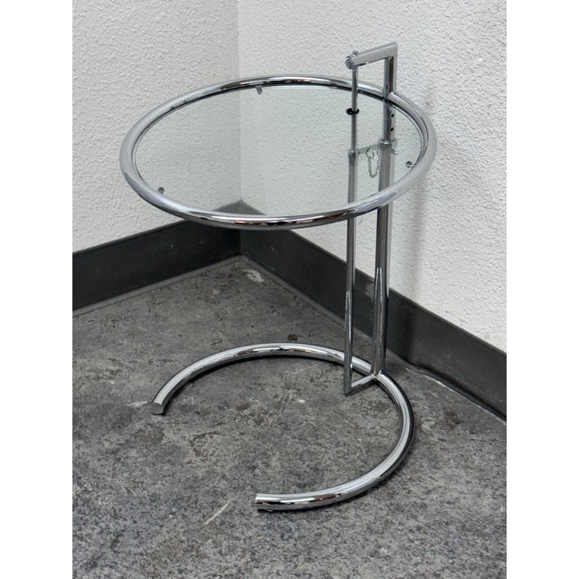 Metal Alivar Eileen Grey Style Chrome + Glass Side Table For Sale - Image 7 of 12