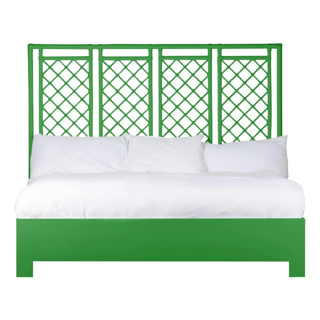 X & Diamond Platform Bed King, Bright Green For Sale