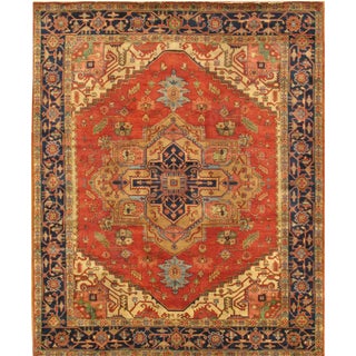 Pasargad Home Serapi Rust/Navy Area Rug -12′1″ × 17′11″ For Sale