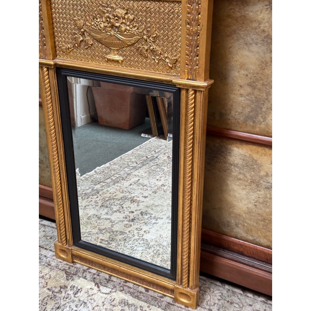 Federal Style Gilt Wood Trumeau Mirror, Vintage For Sale - Image 9 of 12