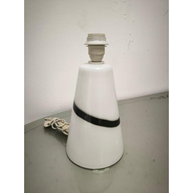Black White Murano Glass Lamp with Black Band, 1970s For Sale - Image 8 of 10
