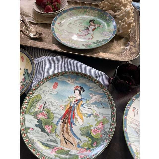 Early 20th Century Set of Four (4) Asian Decorative Playes of Asian Goddess For Sale In Chicago - Image 6 of 9