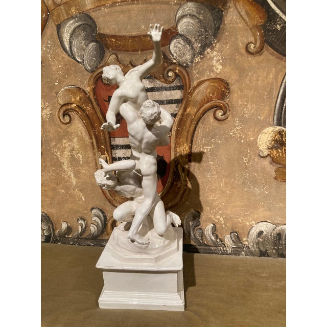 Ceramic 19th Century Italian Renaissance White Glazed Porcelain Figurine Group For Sale - Image 7 of 16