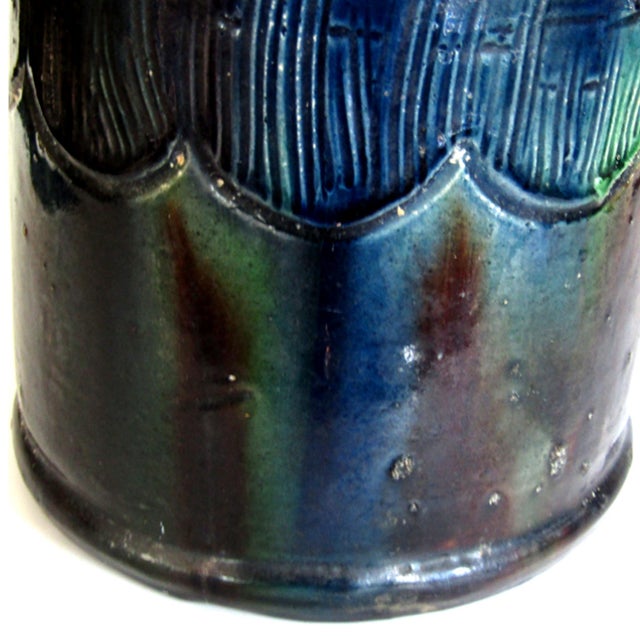 Antique c.h. Brannam Barum Pottery 20" Monumental Art Nouveau Ewer Rare For Sale - Image 10 of 12