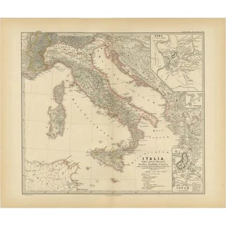 Map of the Italian Peninsula with the Islands of Sicily, 1880 For Sale
