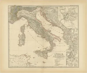 Map of the Italian Peninsula with the Islands of Sicily, 1880