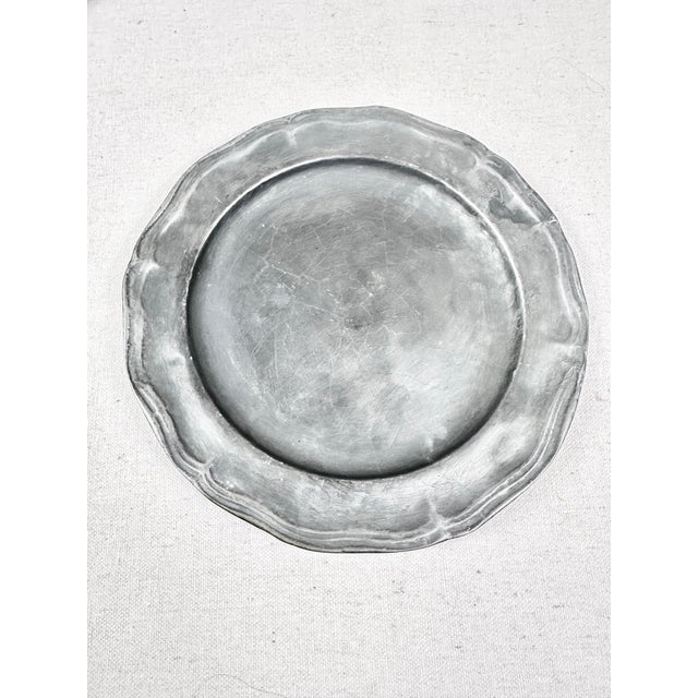 Rustic European Vintage Italian Pewter Charger Plate- A Pair For Sale - Image 3 of 6