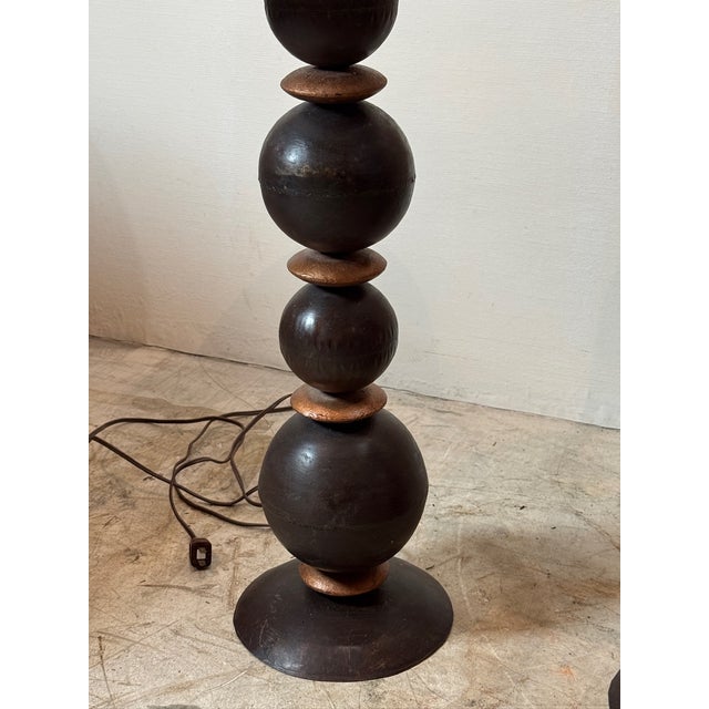 Mid 20th Century Mid 20th Century Metal Table Lamps With White Drum Shades - Set of 2 For Sale - Image 5 of 5