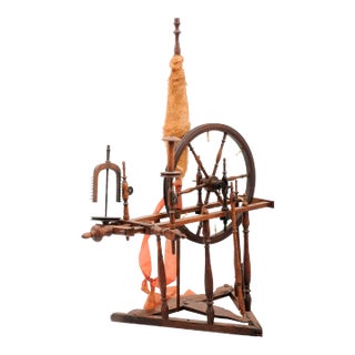 Rustic French Spinning Wheel with Original Parts from the 18th Century For Sale