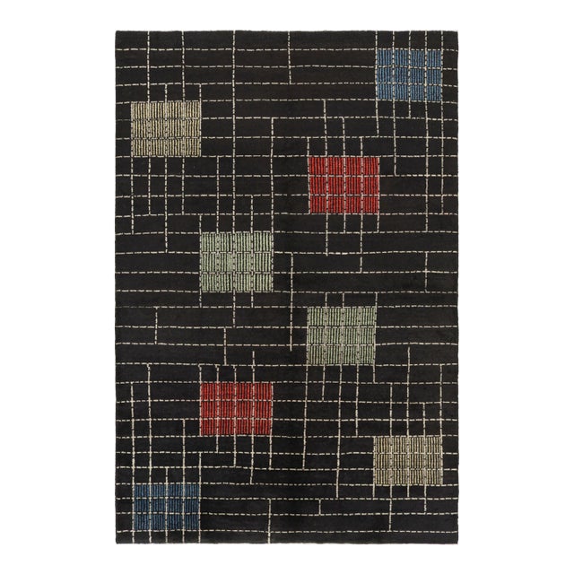 Vintage Zeki Müren Rug in Black With Multicolor Geometric Pattern | Rug & Kilim For Sale