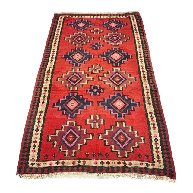 5ft 8in × 10ft Turkish Kilim Area Rug For Sale