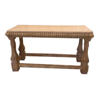 Contemporary Cerused Oak and Travertine Console Table Attributed to Baker For Sale