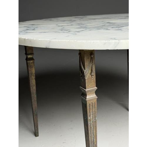 Vintage coffee table with marble top. 85ø x 52H cm