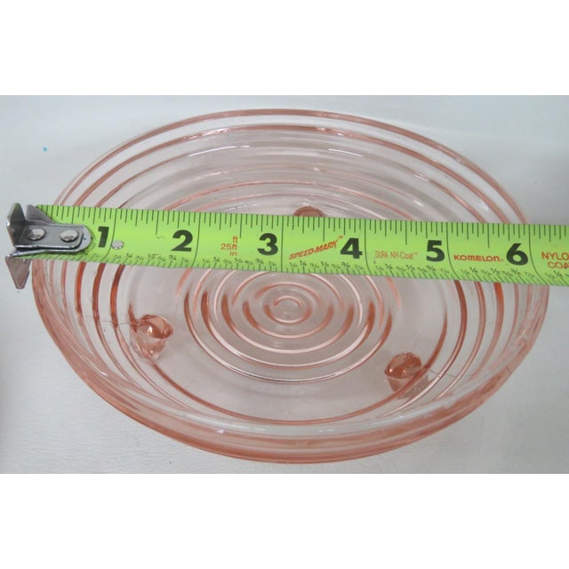 Anchor Hocking Anchor Hocking Pink Depression Glass Manhattan 3 Footed Candy Dish Bowl 4950b For Sale - Image 4 of 4