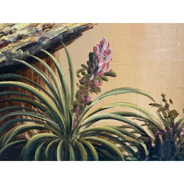 Large Original Oil Painting, Tropical Landscape With Palms, Signed Vitaly For Sale - Image 12 of 12
