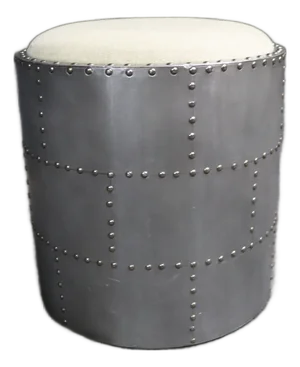 Industrial Metal Drum Ottoman Stool