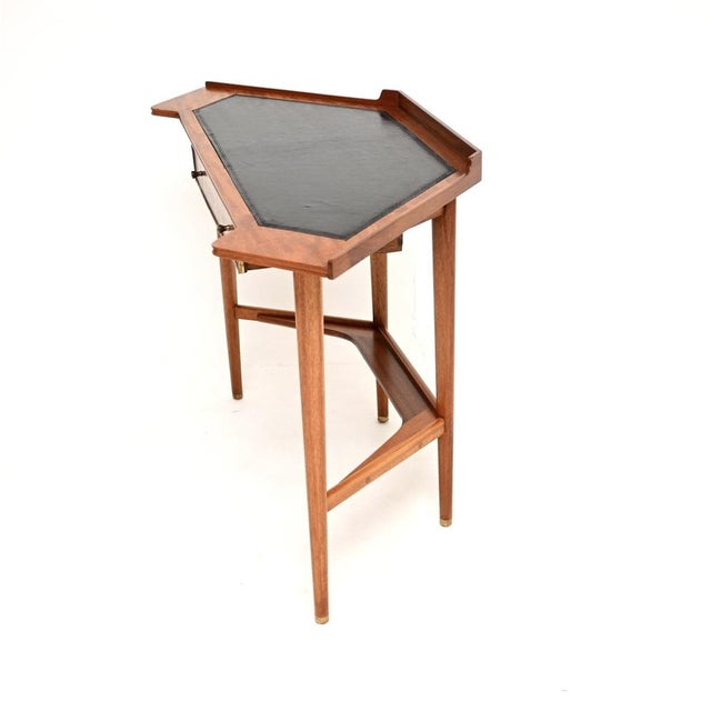 1960s Vintage Corner Desk with Leather Top, 1960 For Sale - Image 5 of 11