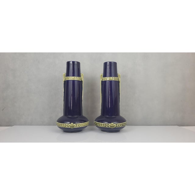 Gold Art Nouveau Earthenware Vases by Gustave De Bruyn, 1890s, Set of 2 For Sale - Image 8 of 8