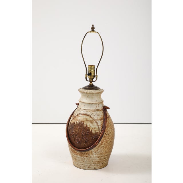 1960's Signed Studio Made Pottery Table Lamp For Sale - Image 9 of 12