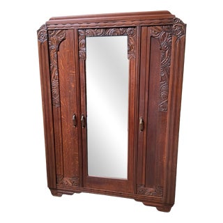 Antique Art Deco Wardrobe, 1930 For Sale