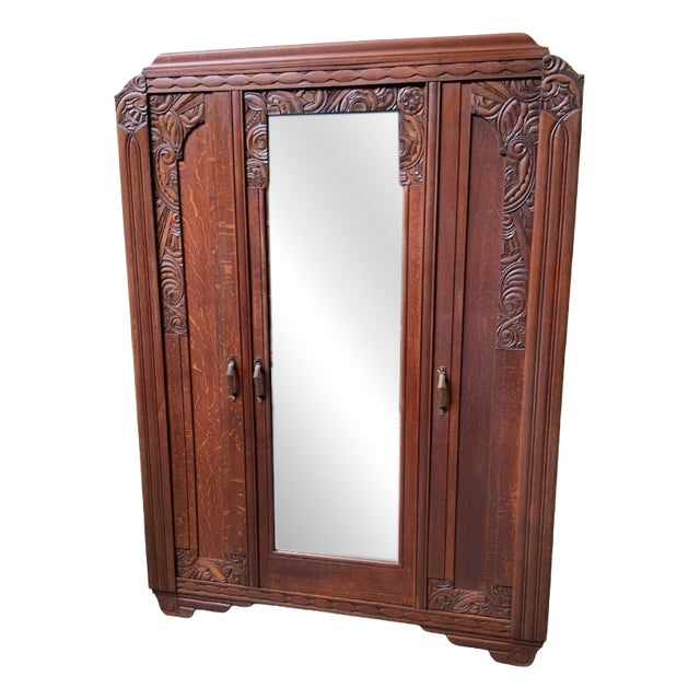 Antique Art Deco Wardrobe, 1930 For Sale