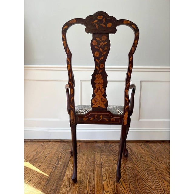 19th century Dutch Marquetry Chair For Sale - Image 4 of 8