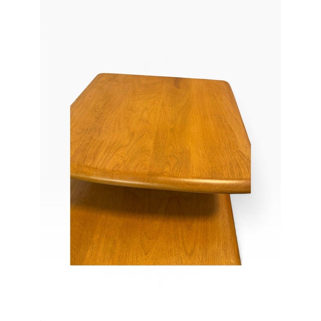 Wood 2 MCM Vintage Authentic Heywood-Wakefield Champagne M-308-G Step End Tables For Sale - Image 7 of 12