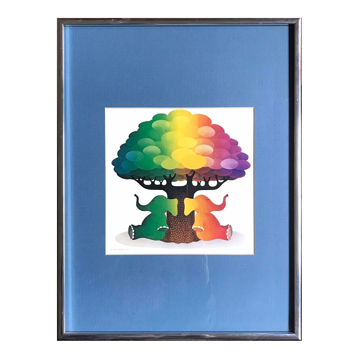 Signed Vintage 1970s Elephant Art Poster / Pop Art Print / Stewart ...