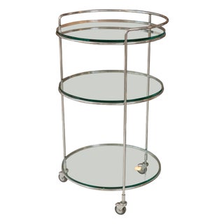 Tri-Level Chrome Bar-Cart For Sale