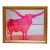 Western Country Cowboy Pink Longhorn Steer Original Oil Painting, in Teak Wood Frame by Tatiana Duperault For Sale